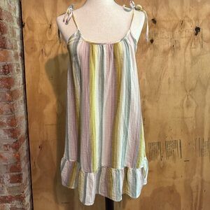 Madewell Gauze Pastel Striped Summer Dress S 100% Cotton